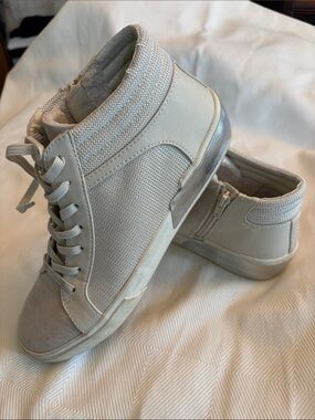 Dolce Vita Cream High-Top Lace-Up Sneakers with Side Zipper